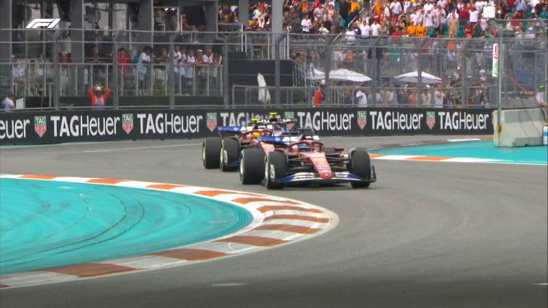 F1 Miami gara doppio sorpasso Ferrari