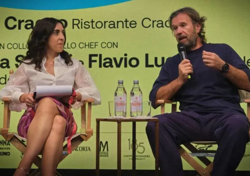 Gastronomika Festival, la direttrice Anna Prandoni con Carlo Cracco in una precedente edizione