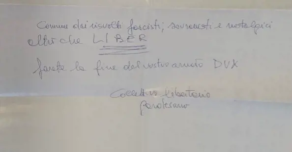 "Farete la fine del vostro amato Dux": minacce a Prevalle per la fiera del libro 