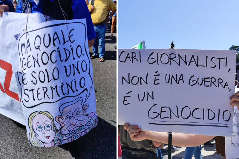 "Bella Ciao" e slogan anti Meloni e pro Pal. La solita sinistra in piazza
