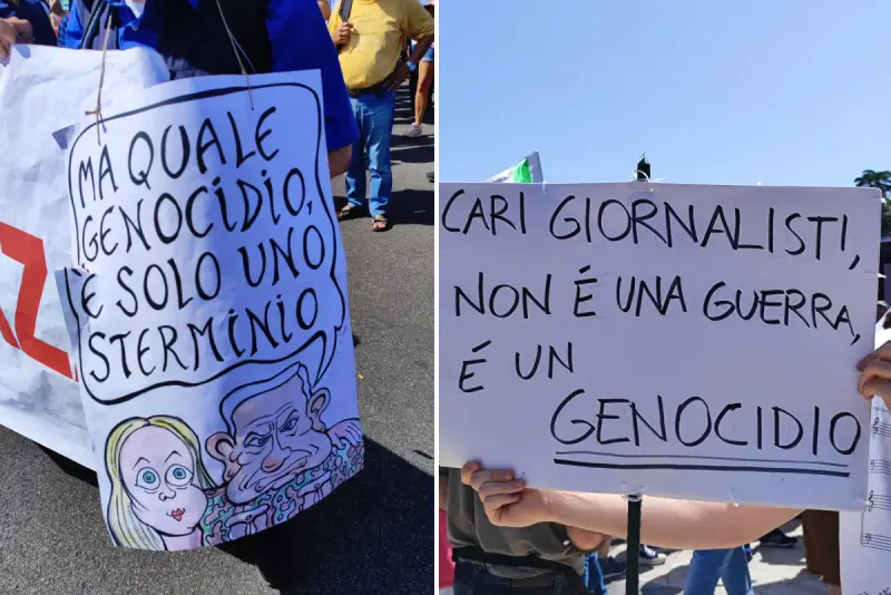 "Bella Ciao" e slogan anti Meloni e pro Pal. La solita sinistra in piazza
