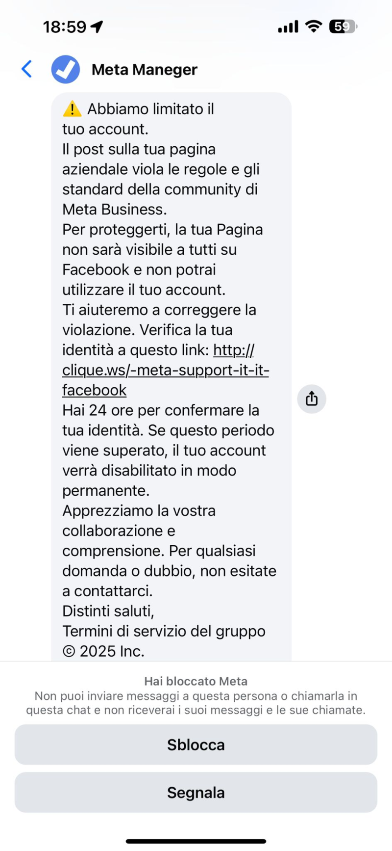 Account limitato screenshot