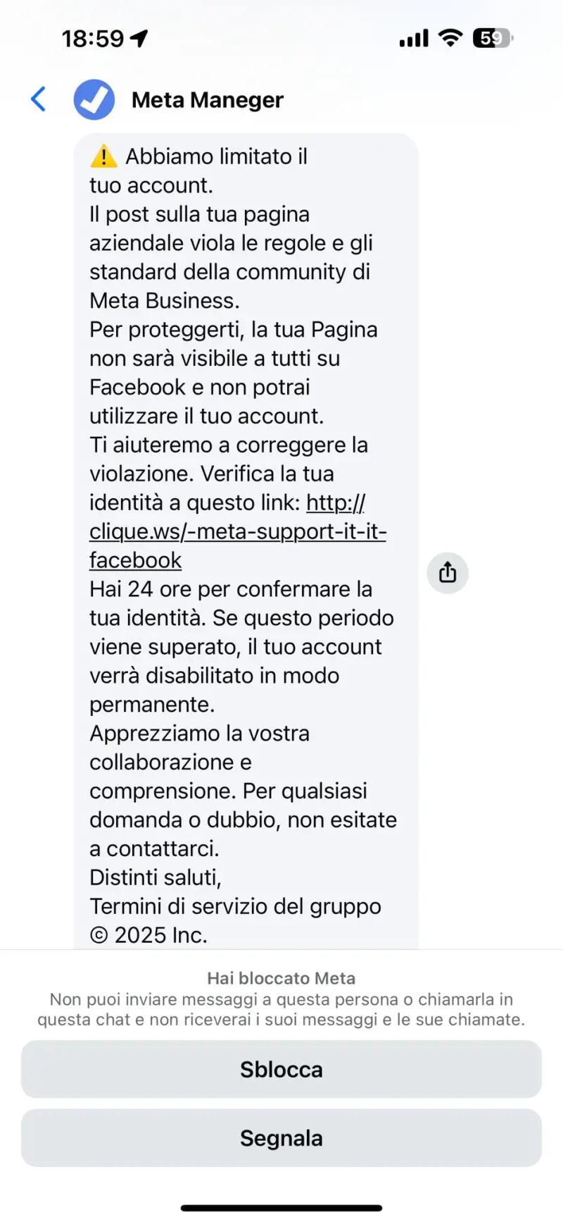 "Abbiamo limitato il tuo account". Occhio a questo messaggio: cosa fare