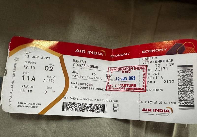 Biglietto sopravvissuto Air India
