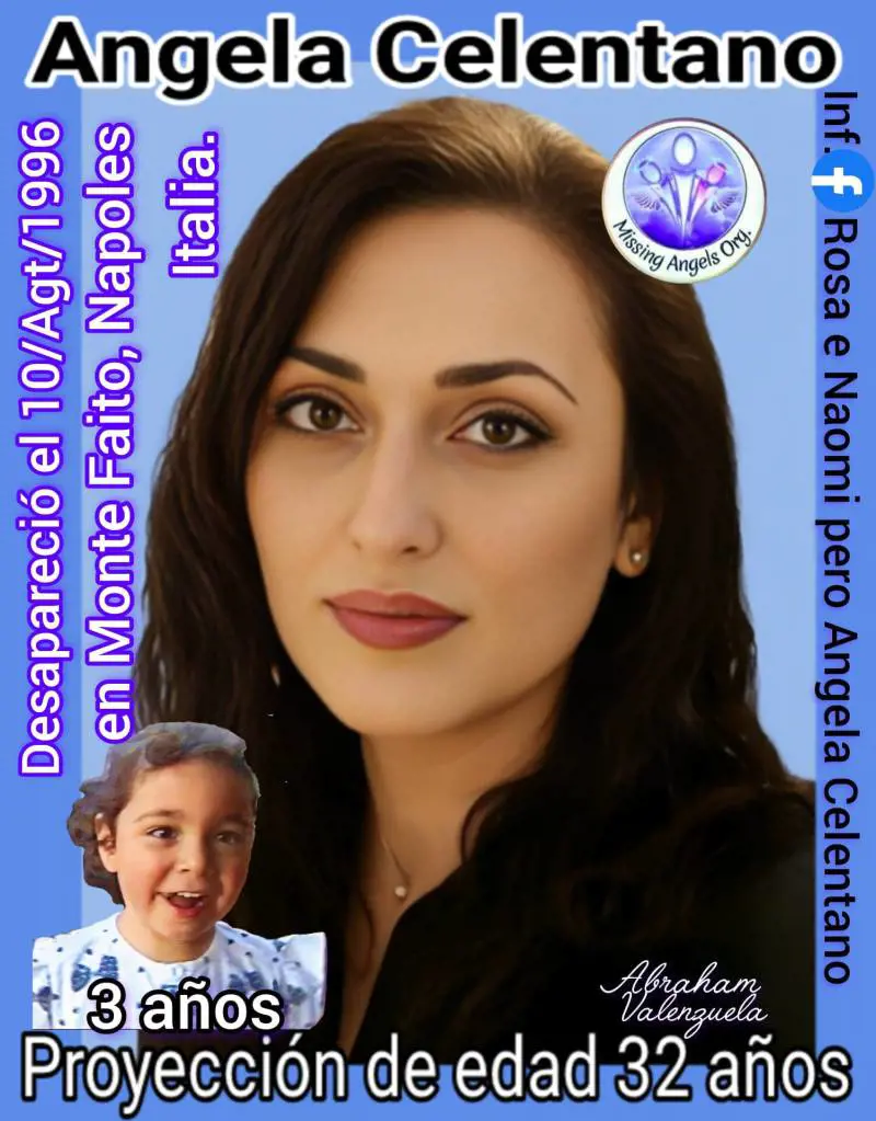 L'age progression di Angela Celentano elaborata dall'artista forense Abraham Valenzuela