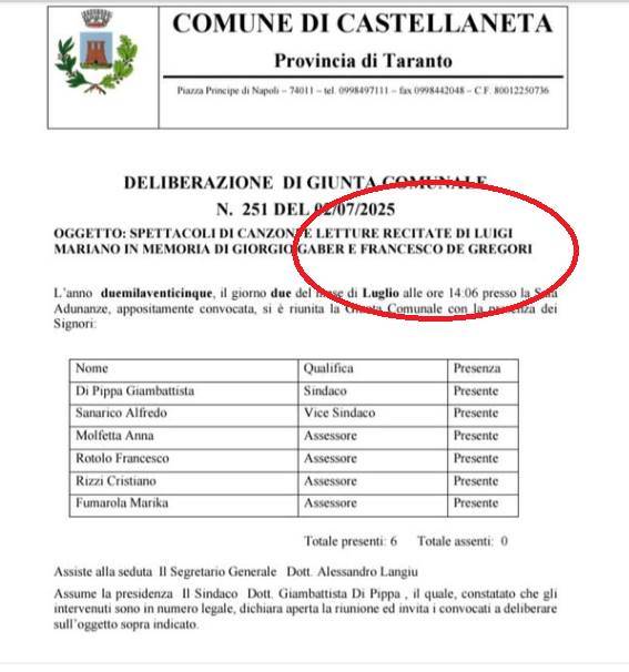 A Castellaneta fanno il concerto "in memoria di De Gregori". Ma lui è vivo, la gaffe clamorosa