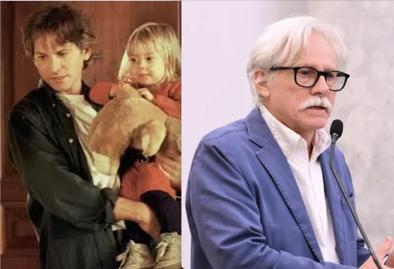 A sinistra Giulio Scarpati sul set di "Un medico in famiglia" a destra in una recente immagine tratta dal blog ufficiale Facebook dell'attore