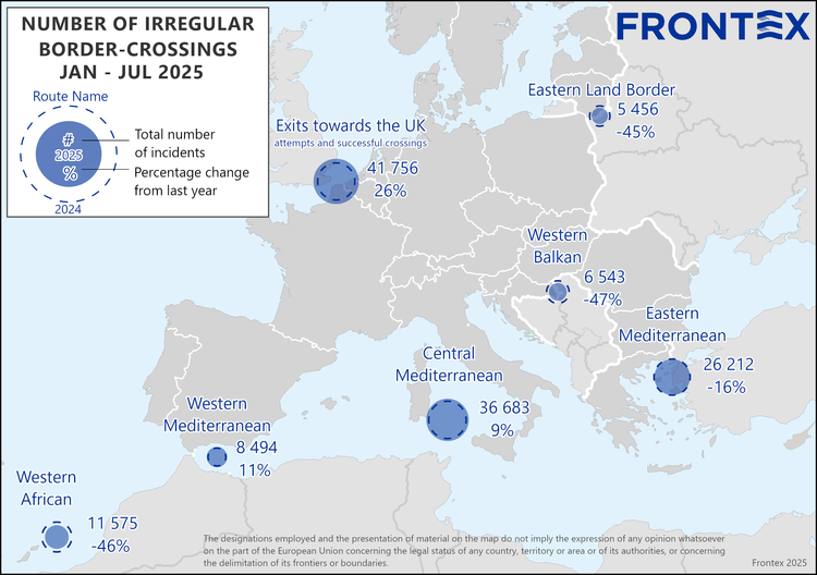 Grafico sbarchi Frontex 2025 08