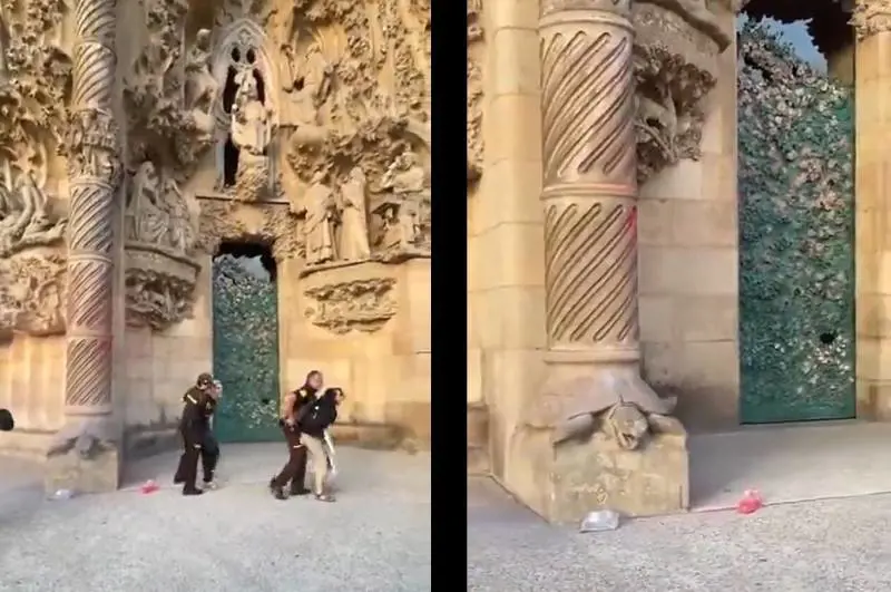 Vernice rossa sulla facciata della Sagrada Familia: il nuovo blitz degli ambientalisti