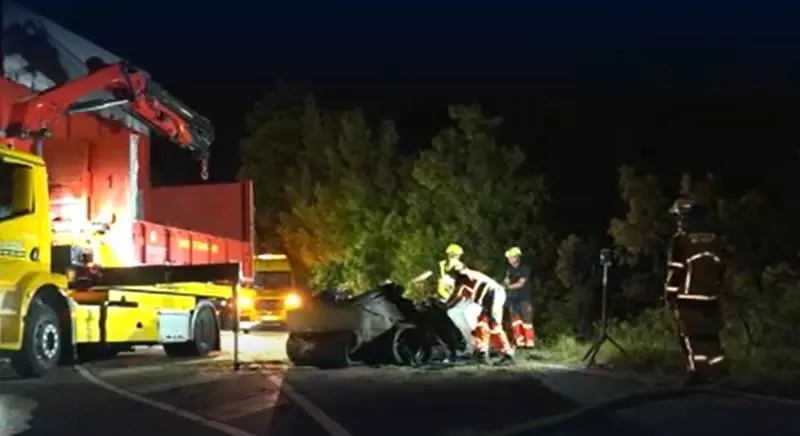 Tesla prende fuoco dopo un incidente: un uomo e due bambini morti