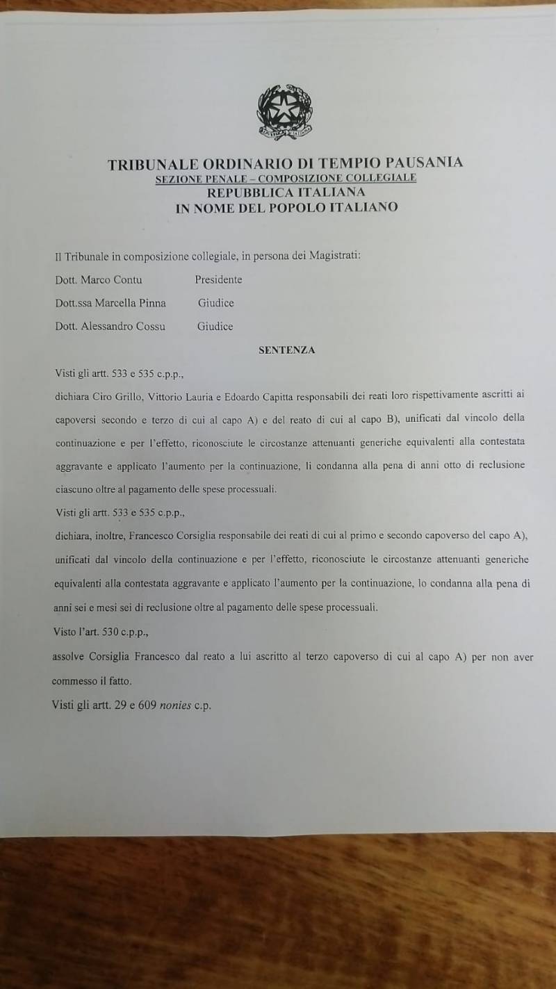 Testo sentenza Grillo jr