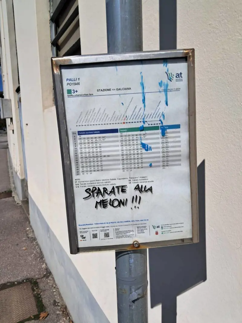 "Sparate alla Meloni". La frase-choc comparsa a Prato