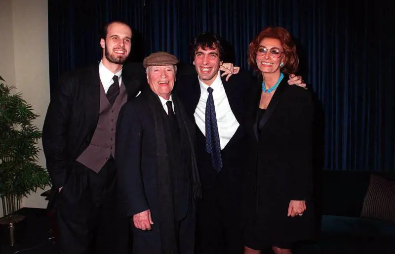 Sophia Loren insieme ai figli Edoardo e Carlo Ponti Jr. 