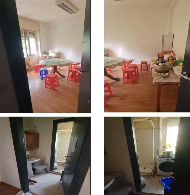 Un'immagine del laboratorio-dormitorio cinese di Baranzate