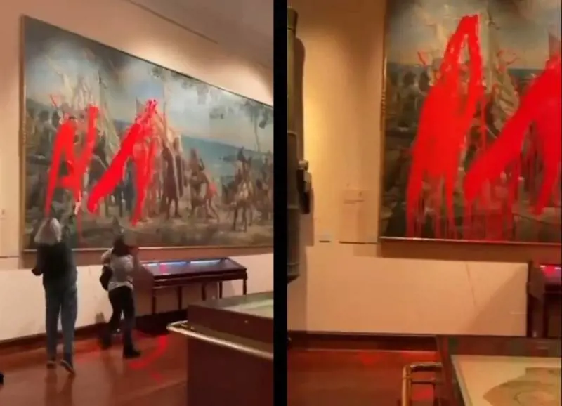 Ecovandali contro Cristoforo Colombo: vernice su un quadro a Madrid