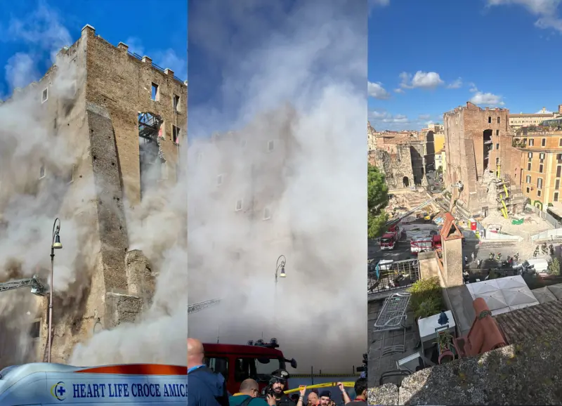 Crollo ai Fori Imperiali, un operaio ancora sotto le macerie. "Ha parlato con i soccorritori"