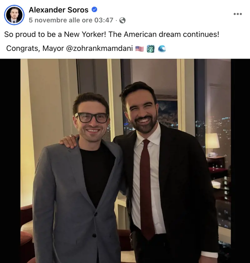 L'abbraccio di Soros junior a Mamdani e il cerchio che si chiude