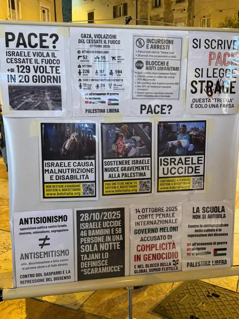 Trento, manifestazione pro-Palestina in centro: disagi per i commercianti e polemiche per un cartello ritenuto antisemita