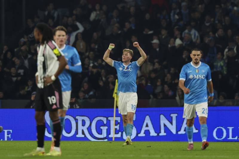 Napoli Juventus Hojlund celebrazione