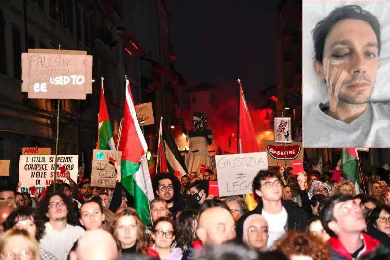 "Io sfigurato da un sasso. Neppure un messaggio dai responsabili del corteo"