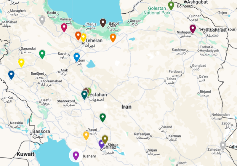 mappa proteste Iran 