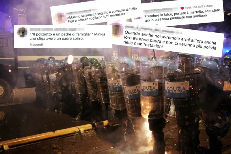 “Vogliamo tutti martellare”, “L’unico sbirro buono è uno sbirro morto”. L’esultanza choc degli antagonisti sulle immagini del poliziotto aggredito