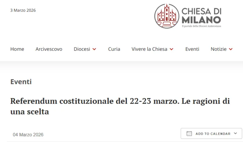 “Le ragioni di una scelta consapevole per il no”. Il portale della Diocesi Ambrosiana promuove l’evento per il referendum 