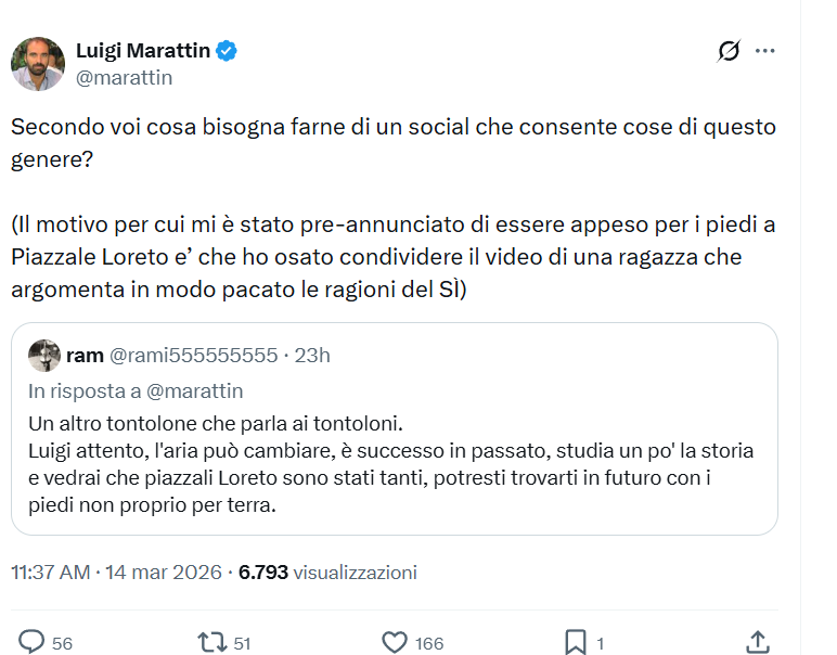 Post minacce Marattin