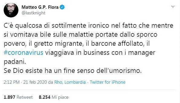 Medico responsabile del pronto soccorso condivide post choc: "Il virus viaggiava in business coi manager padani"