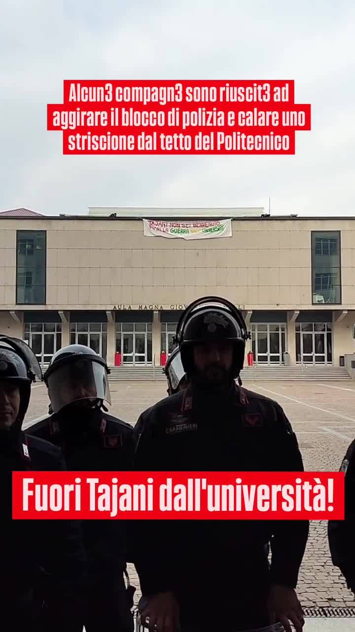 Antagonisti al Politecnico protestano contro il ministro Tajani