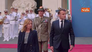 Meloni riceve Presidente francese Macron a Palazzo Chigi