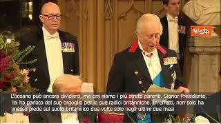 Re Carlo III scherza con Trump al banchetto reale: Abbiamo campi da golf splendidi