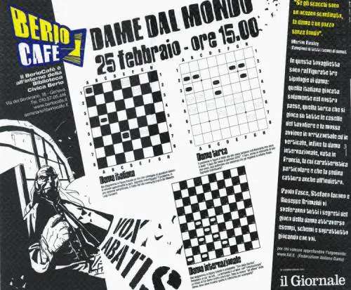 Il BerioCafè svela il gioco della dama in 64 mosse