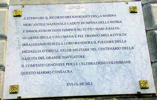 Targa  a Palazzo San Giorgio fa nascere Colombo nel 1851