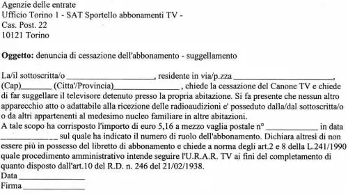 Stop all’abbonamento con una raccomandata e 5,16 euro