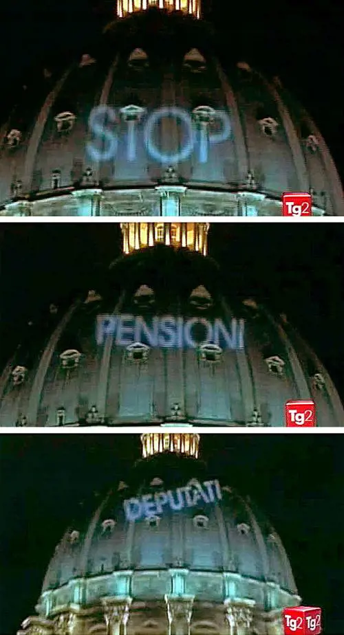 La cupola di San Pietro s'illumina: stop pensioni ai deputati