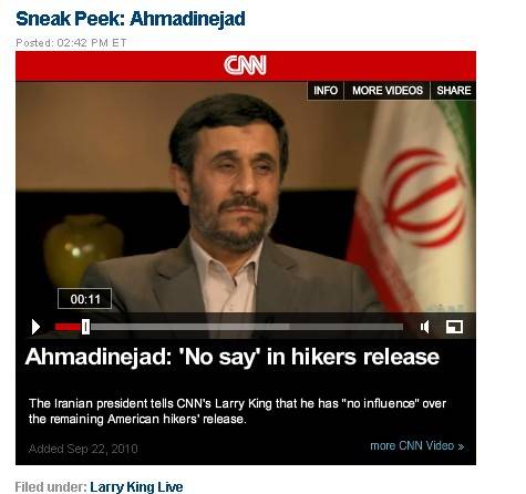 Usa, ultima provocazione 
di Ahmadinejad alla Cnn: 
"Netanyahu? E' un killer"