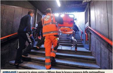 Il metrò frena di colpo: 
passeggeri all’ospedale