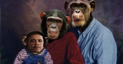 Fotomontaggio irriverente 
Obama come una scimmia 
È dura polemica negli Usa