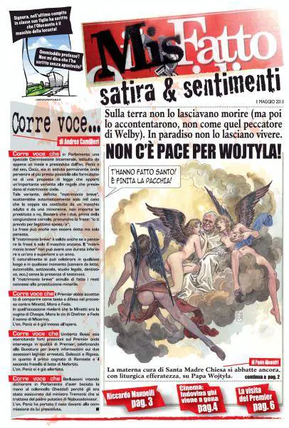 Il Fatto insulta Wojtyla 
con una vignetta blasfema 
Ma i lettori si arrabbiano