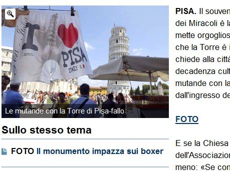 Scattano le prime multe 
per la Torre di Pisa fallica 
su mutande e boxer...