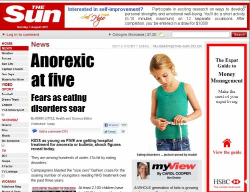 Allarme in Inghilterra: bimbi anoressici a 5 anni