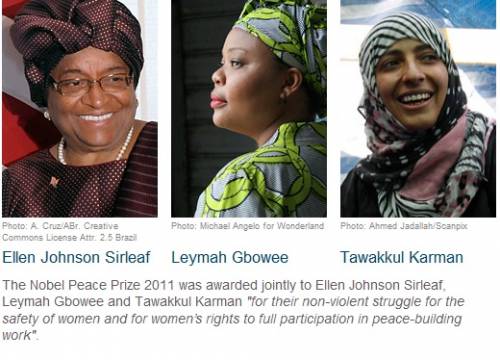 Il premio Nobel della Pace 2011 va a tre donne 