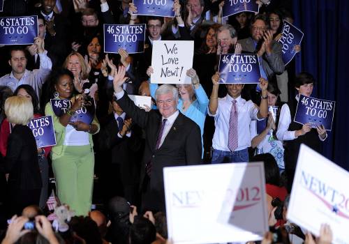 Gingrich, a corto di soldi,  vuol resistere fino a marzo,  quando si voterà negli stati del Sud