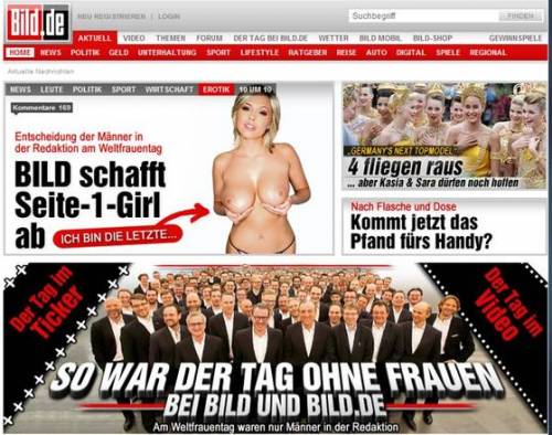 La rivoluzione della Bild: "Basta donne nude  nella nostra copertina"