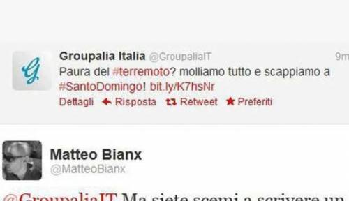 Terremoto, le gaffe  delle aziende su Twitter