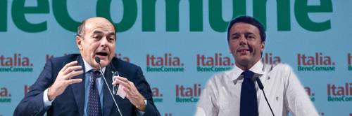 Nel fotomontaggio Pier Luigi Bersani e Matteo Renzi