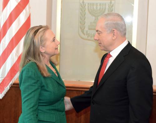 Hillari Clinton e Benjamin Netanyahu 