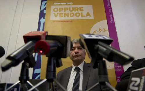 Nichi Vendola in un momento della conferenza stampa a Roma