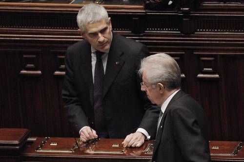 Pier Ferdinando Casini e Mario Monti a Montecitorio